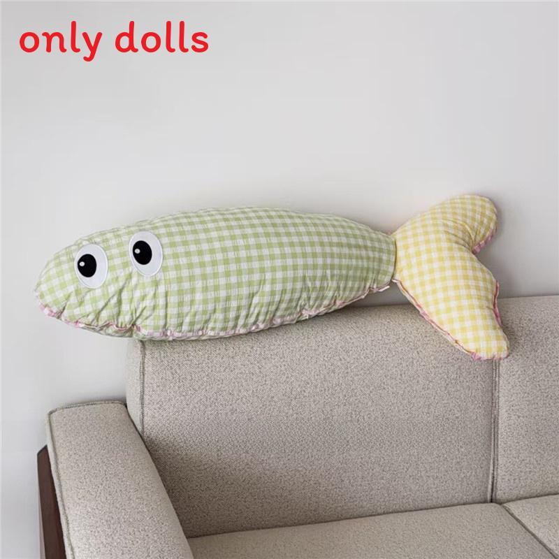 

Cute Fish Pattern Pillow With Removable Inner Insert For Dorm Room Comfort And Lounge Use 90cm зелений