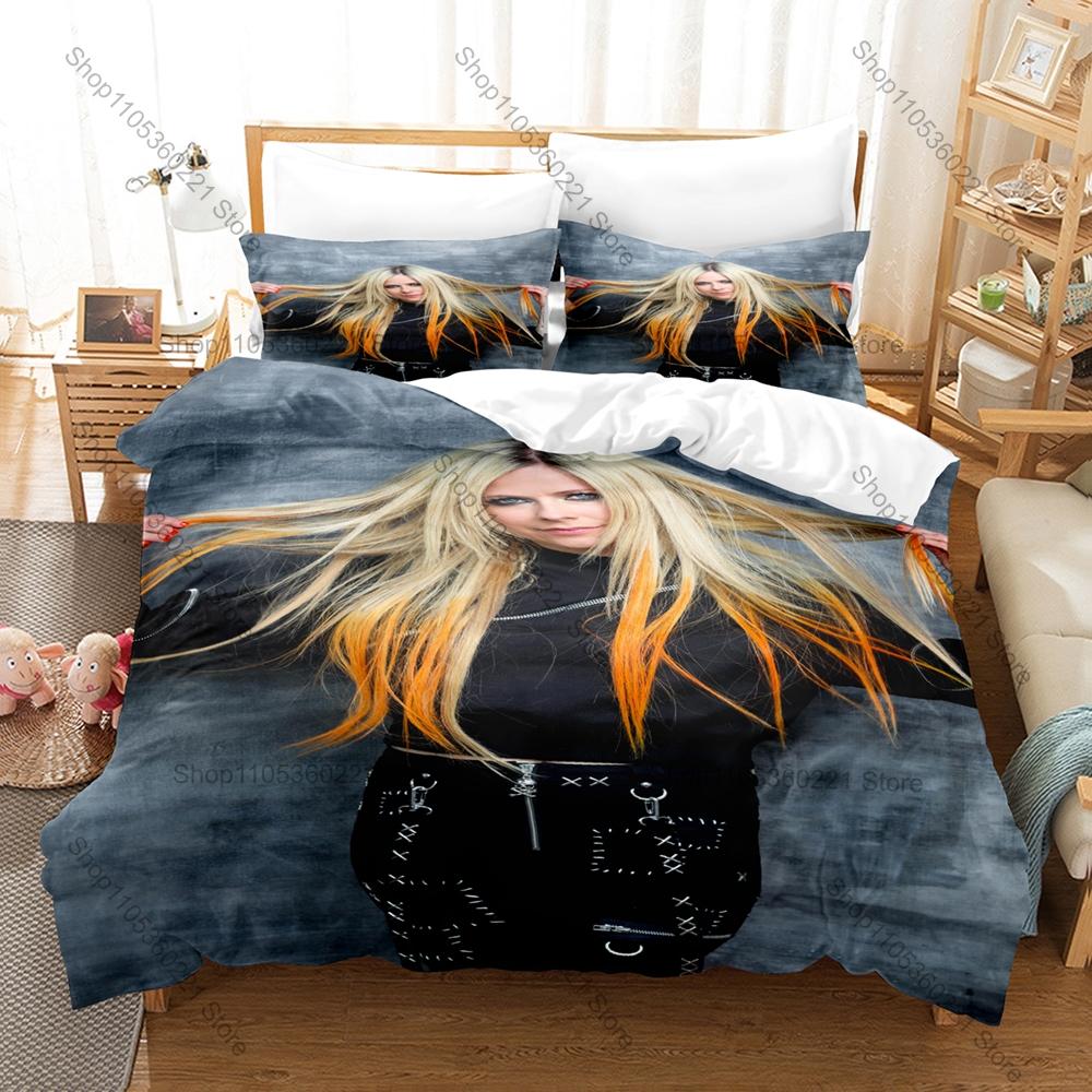 Avril Lavigne 3Pcs Bedding Set 3D Printed Music Singer Duvet Cover Pillowcase Twin Full Queen King Size Soft Microfiber