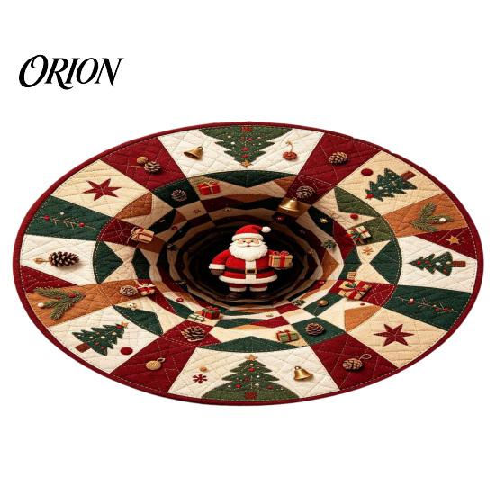 3D Optical Illusion Floor Mats Christmas Round Area Rug, Visual Trap Mat with Santa Elk Print, Unique Seasonal Gift Rugs Non-Slip Stain Resistant