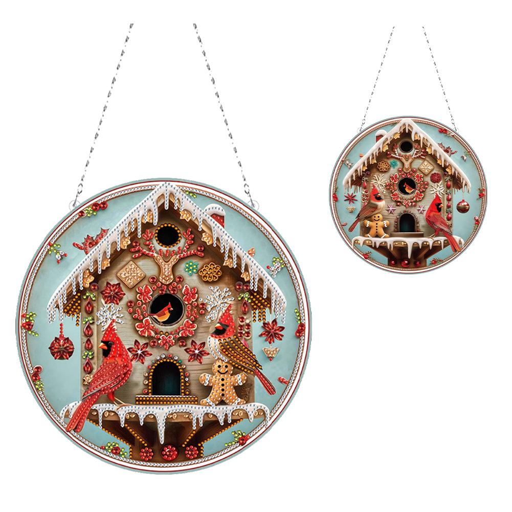 Christmas Diamond Art Hanging Pendant Acrylic Diamond Painting Home Decor 5D DIY Diamond Painting Dots Pendant for Window Decor