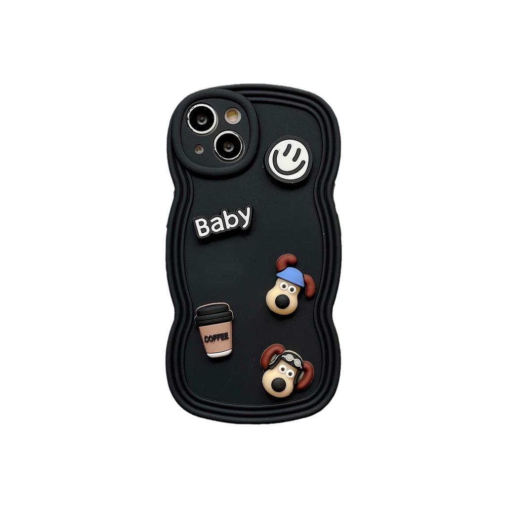Niche ins cute cartoon puppy for iPhone15promax Apple 14 mobile phone case 12/13 three-dimensional 11