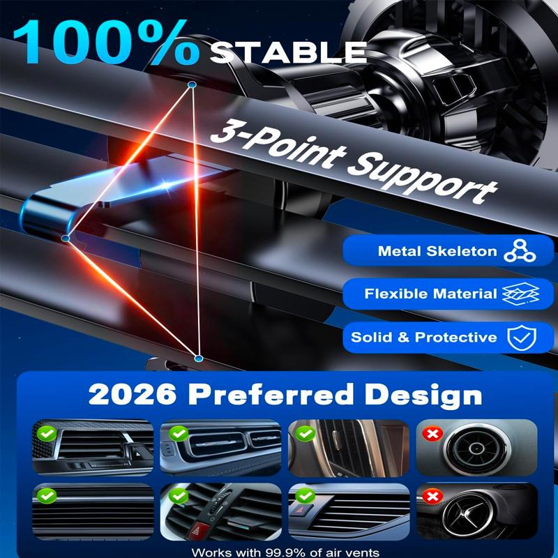 Magnetic TEC Wireless Charging Car Holder  Factory Supply Cold Air Cooling Phone Holder for Dashboard Air Vent Use