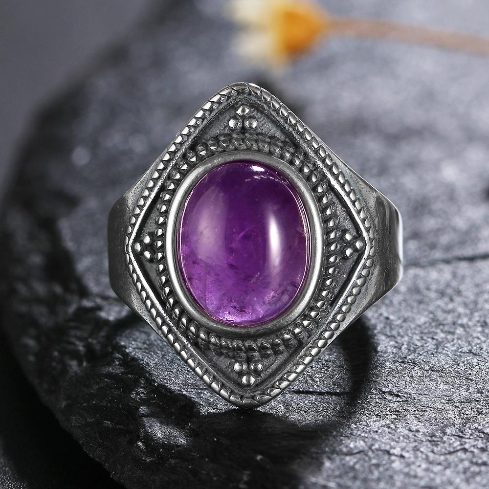 CopperRings Natural Amethyst Gemstone Rings for Women Wedding Bands Anniversary Gift Fine Jewelry