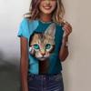 Fashion Women's T-Shirt Printed Kawaii Cat Pattern Short Sleeve Crew Neck Top Summer Outdoor Casual Street