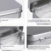 Metal Rectangular Empty Hinged Tins - Silver Mini Portable Box Small Storage Kit & Home Organizer with Lids Craft Containers