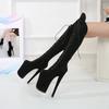 Fashion 23cm suede fishmouth boots European style super high heels, hate sky high sexy pole dancing shoes, catwalk performance shoes