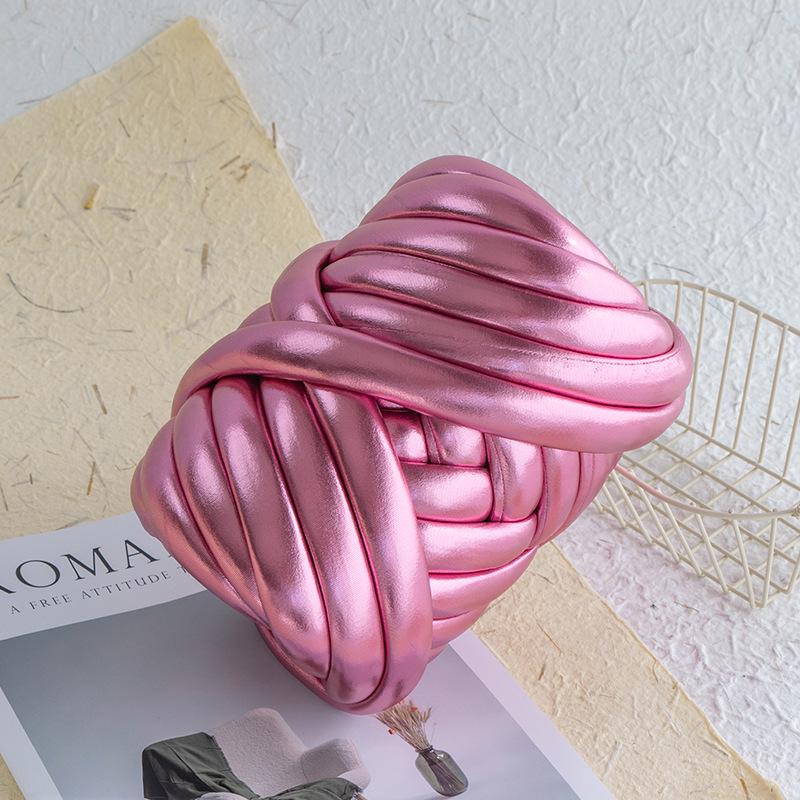 Metallic Textured Super Thick Icelandic Wool Yarn, 2cm Core-Filled Cotton Hand-Knitting Yarn for DIY Bags