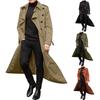 Men's Long-Slevee Luxury Full Length Trench Coat Long Wool Overcoat Winter
