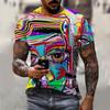 Men's and women's summer fashion HD 3D printing abstract art print T-shirt casual polyester round neck casual short sleeve