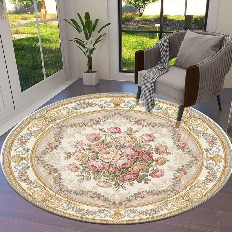 Rose Gorgeous Round Area Rug,Carpet Rug for Living Room Bedroom Sofa Playroom Decor,Non-slip Floor Mat64