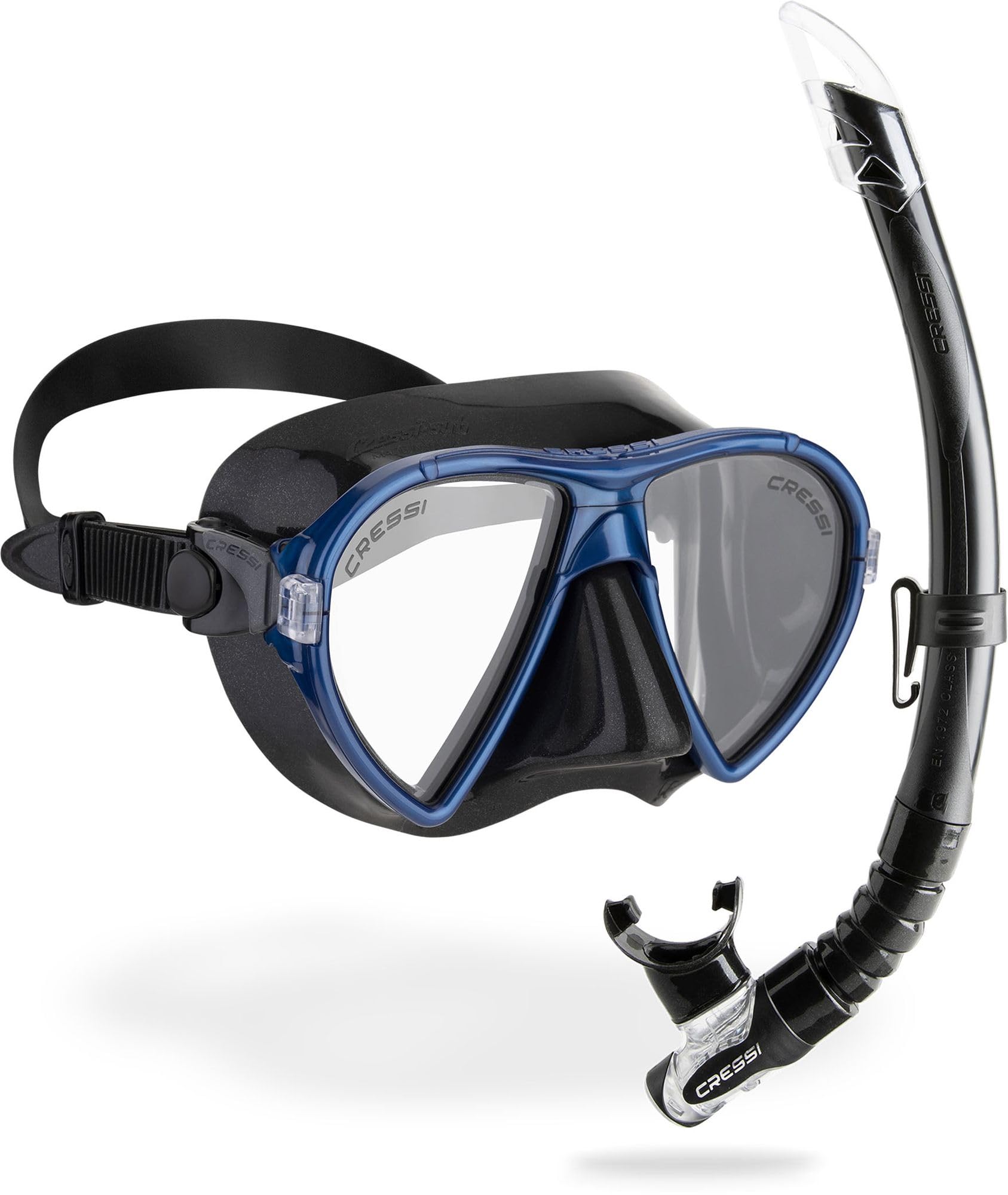

CRESSI Snorkeling Mask Snorkel Set Dual Lens Mask Snorkel with Dry DM100152 & [OCEAN & GAMMA] & Guard, Black/Blue, [Authentic]