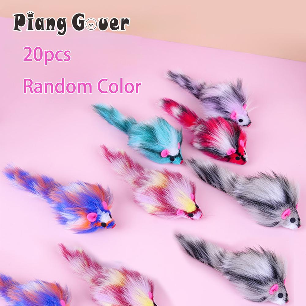 

20pcs Pet Cat Toys Plush False Mouse Cat Toys Colorful Feather Playing Toys for Kitten Supplies