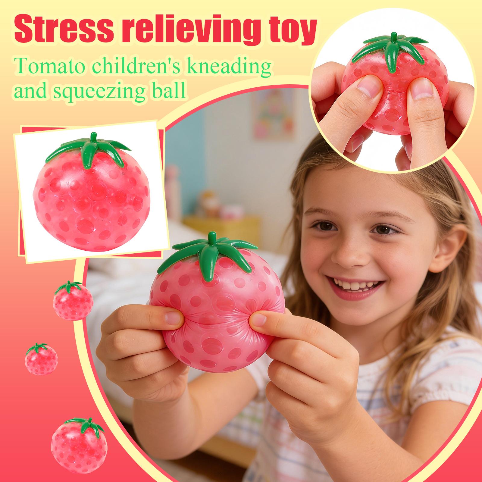Soft Rubber Beads, Tomato-shaped Stress-relieving Toy For Children, Fruit-shaped Ball. One Size
