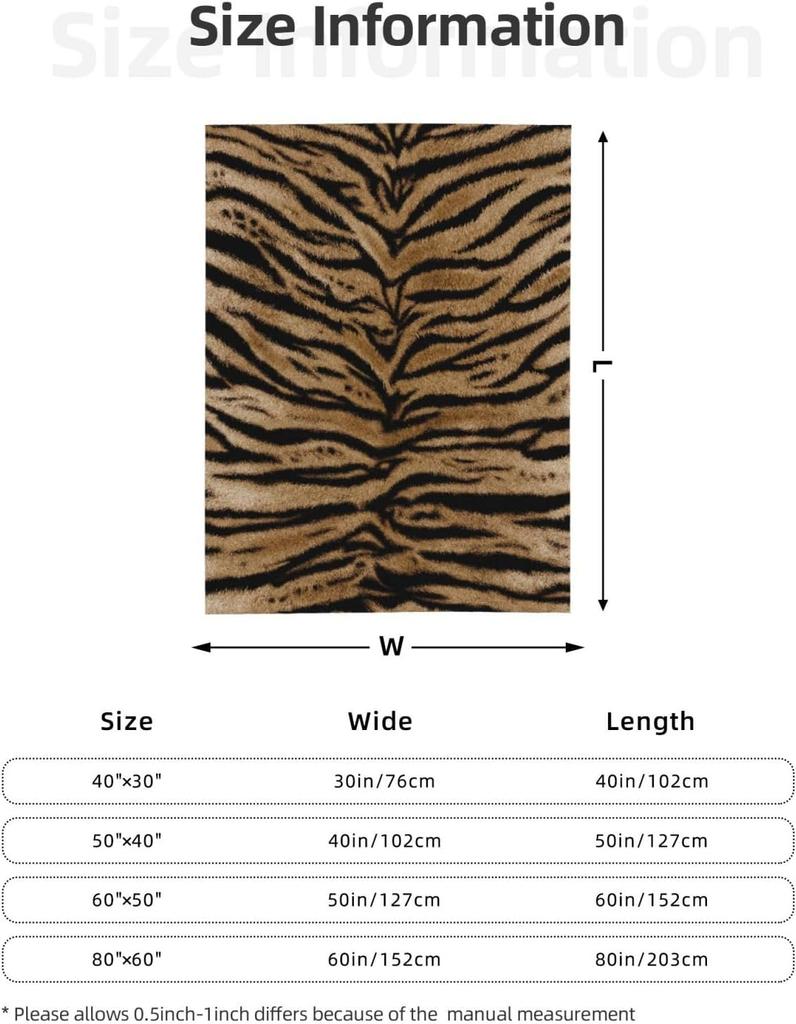 Tigerprint Kuscheldecken Ganzjahres Ultra Weiche Warme Fleece Decke für Zuhause Bett Sofa Couch Stuhl Outdoor Reisen Camping 40x30