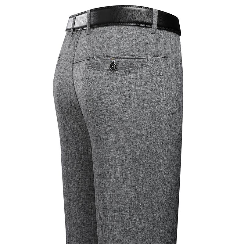 

Mens Trousers Business Casual Pants Summer Autumn Dress Straight Pants Elastic Black Grey Loose Formal Pants 40 сірий