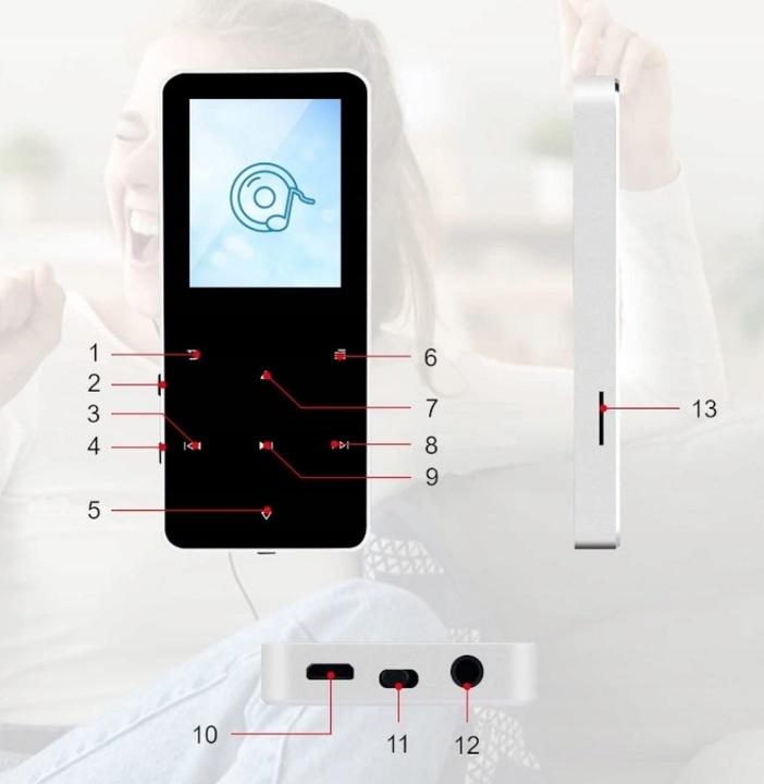Odtwarzacz Mp4 Mp3 16 Gb Bluetooth 5.0 Radio Hifi