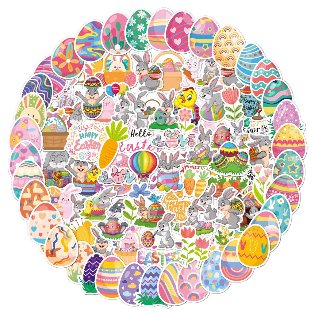 Easter Stickers 100 Holographic Laser Waterproof Holiday Gift Decoration Easter Egg Stickers