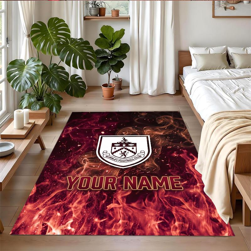 Crystal Velvet Rug Custom Name Text, Soft Non Slip Floor Mat Home DecorBurnley Football