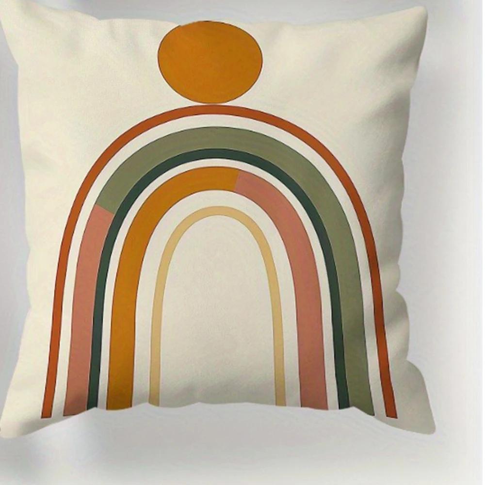 Abstract Minimalist Line Geometric Round Printed Pillowcase Bohemian Home Room Decoration Living Room Sofa Cushion Cover