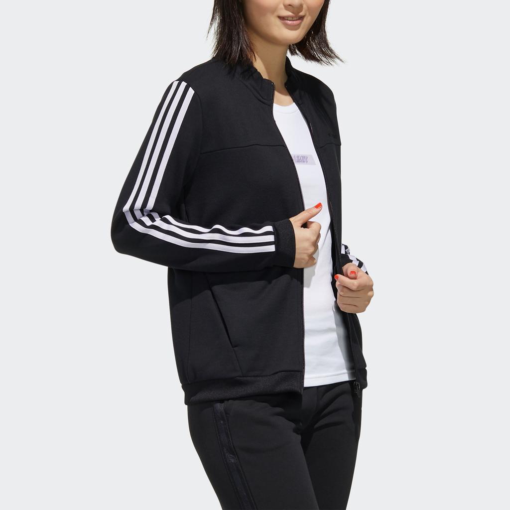 Adidas Neo Vintage Sports Stand Collar Full Zip Casual Jacket Women Jacket Black FP7358