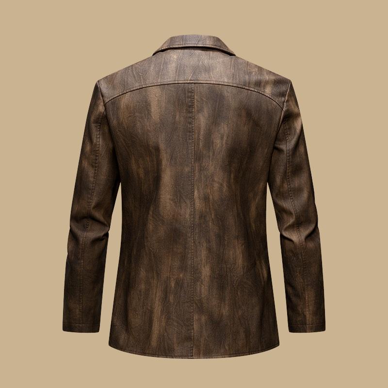 Men's Leather Suit Jacket Motorcycle Lapel Men's Retro PU Leather Jacket Slim Fit Jacket Men