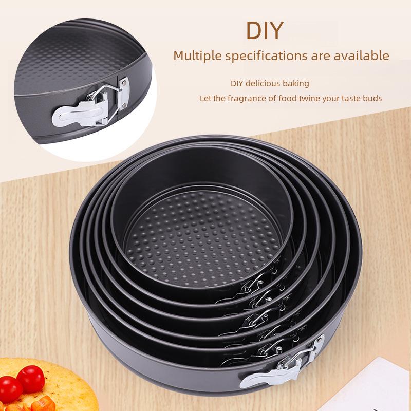 Cross-Border Cake Mold: Round/Square, Non-Stick, High Temp Resistant, Easy Clean, Removable Bottom, Secure Buckle