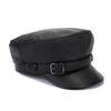 Korean Style Genuine Leather Duckbill Cap for Men & Women - Autumn/Winter Flat Top Military Biker Cap