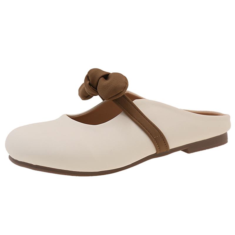 Soft-soled Bag Head Slippers Women's Lazy Shoes 2025 Summer New French Bow One-pedal Half-support Single Shoes