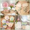 Hand Painted Mother's Day Plaque Ornament Mom Gifts DIY Handprint Sign Decoration 2D Flat Wooden Flower Craft Kids Learning
