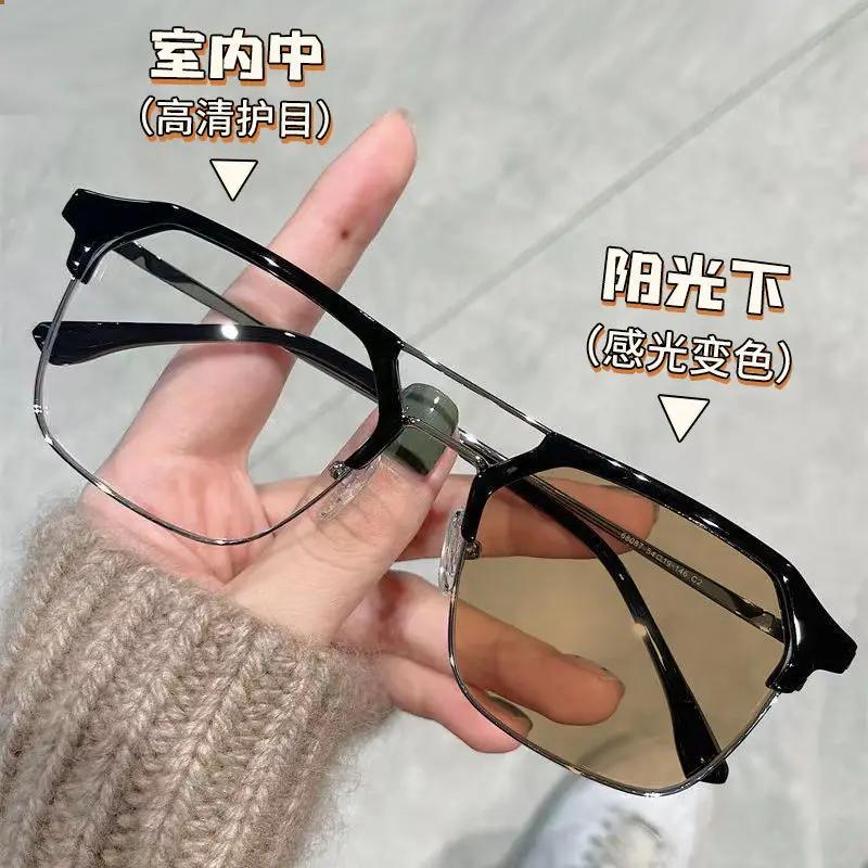 Outdoor Color Changing Photochromic Myopic Glasses Classic Minus Diopter Glasses for Men Women Square Short Sighted Eyewear
