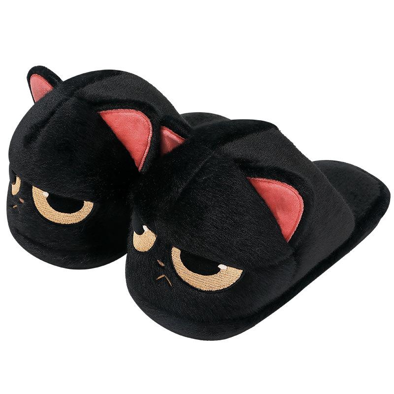 New Fun Sorrow Kitty Slipper Women's Winter Animal Designer Slides House Shoes Home Scuff Woman Big Head Cat Flipper Floor Shoes
