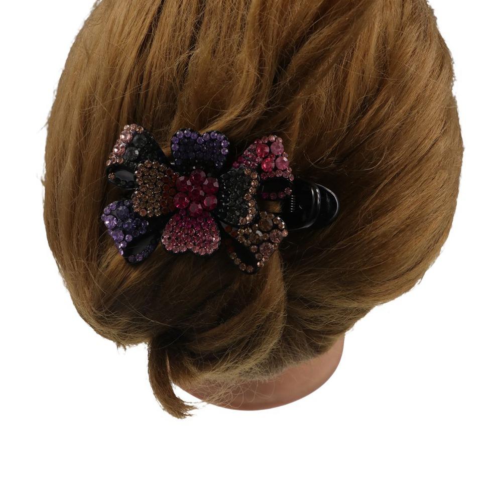U-shape Rhinestone Flower Hair Clip Bowknot Women Duckbill Clip Flower Crystal Hairpins  Wash Face