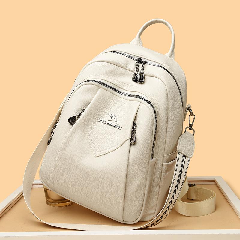 2025 Korean Style Soft Leather Backpack: Large Capacity Fashion Schoolbag for Travel and Students