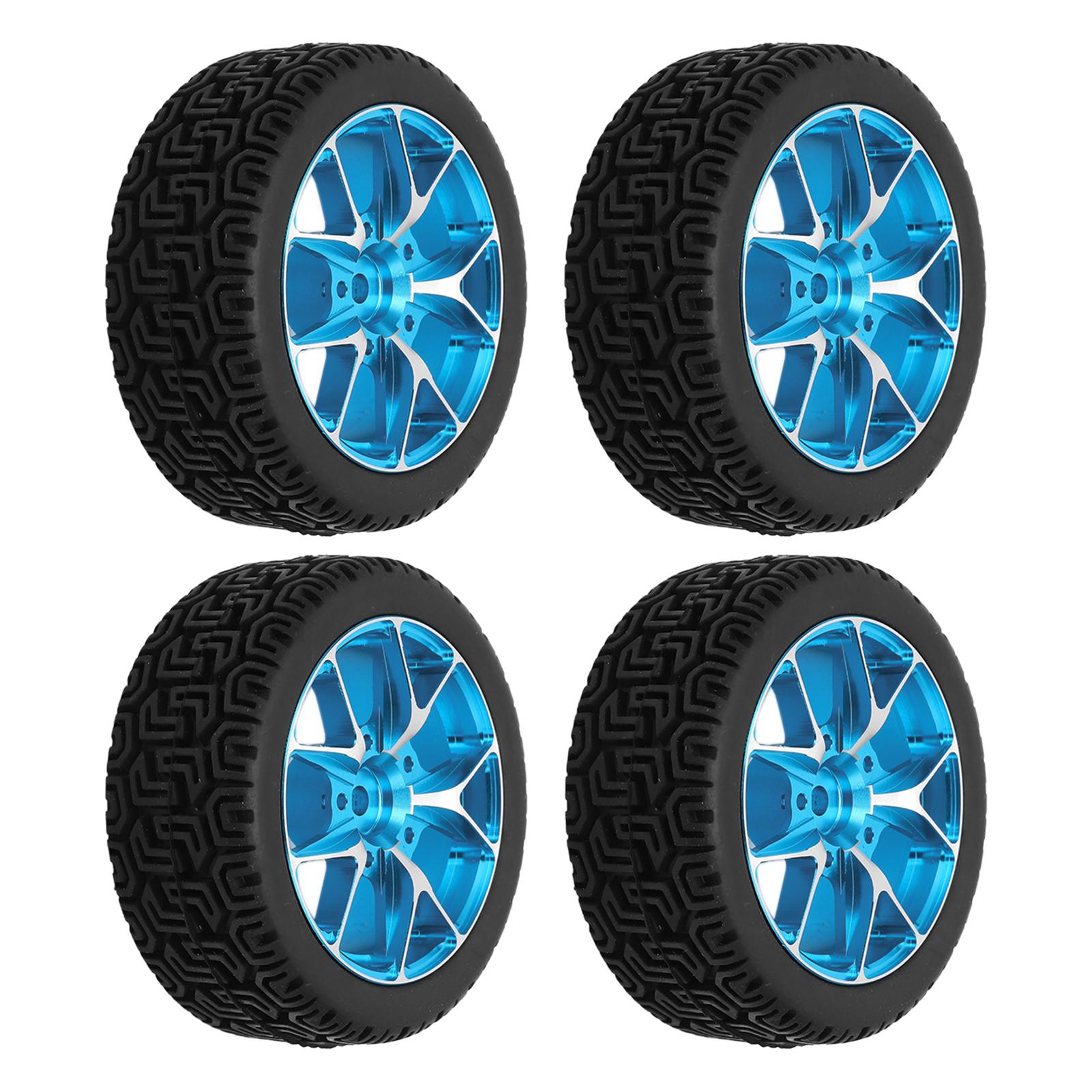

4Pcs Rubber Tires Aluminum Alloy Exquisite Simple Installation Tyres for 1Celsius10 Flat Sports Cars