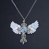 European and American Street Blue Gem Angel Crossed Clavicle Chain Necklace