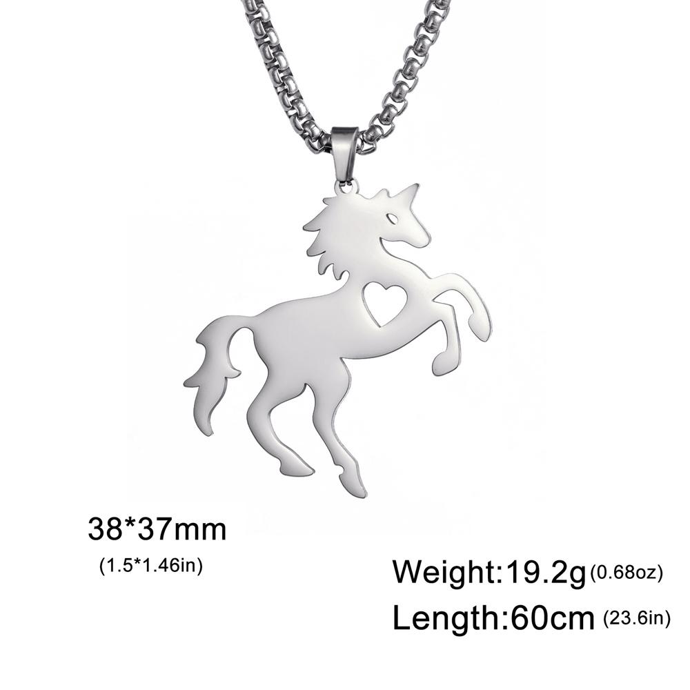 My Shape Running Horse Pendant Necklaces Women Men Stainless Steel Couple Love Heart Horse Animal Neck Chain Horse Lover Jewelry