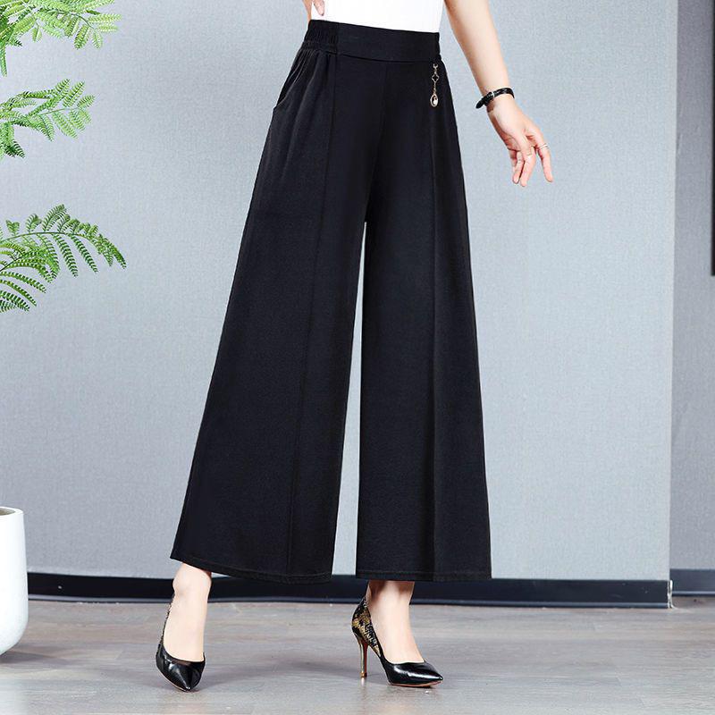 Women's High-Waist Loose Wide-Leg Summer Culottes for Middle-Aged and Elderly