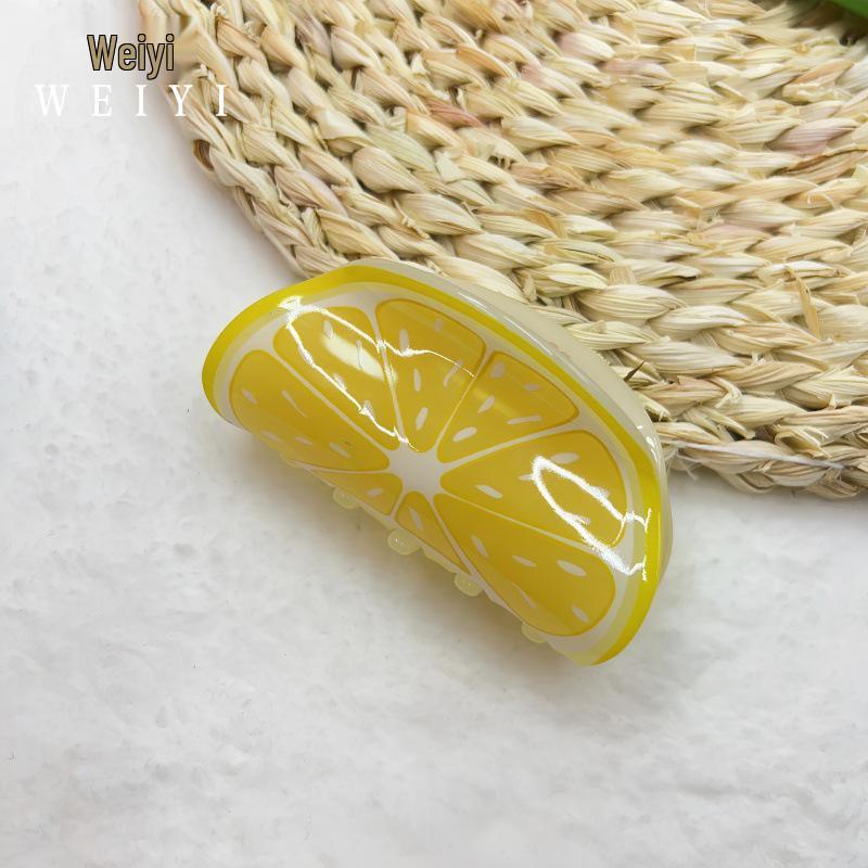 Korean-Style Cute Fruit Hairpin: Large Versatile Shark Clip for Creative Updo Headwear for Girls