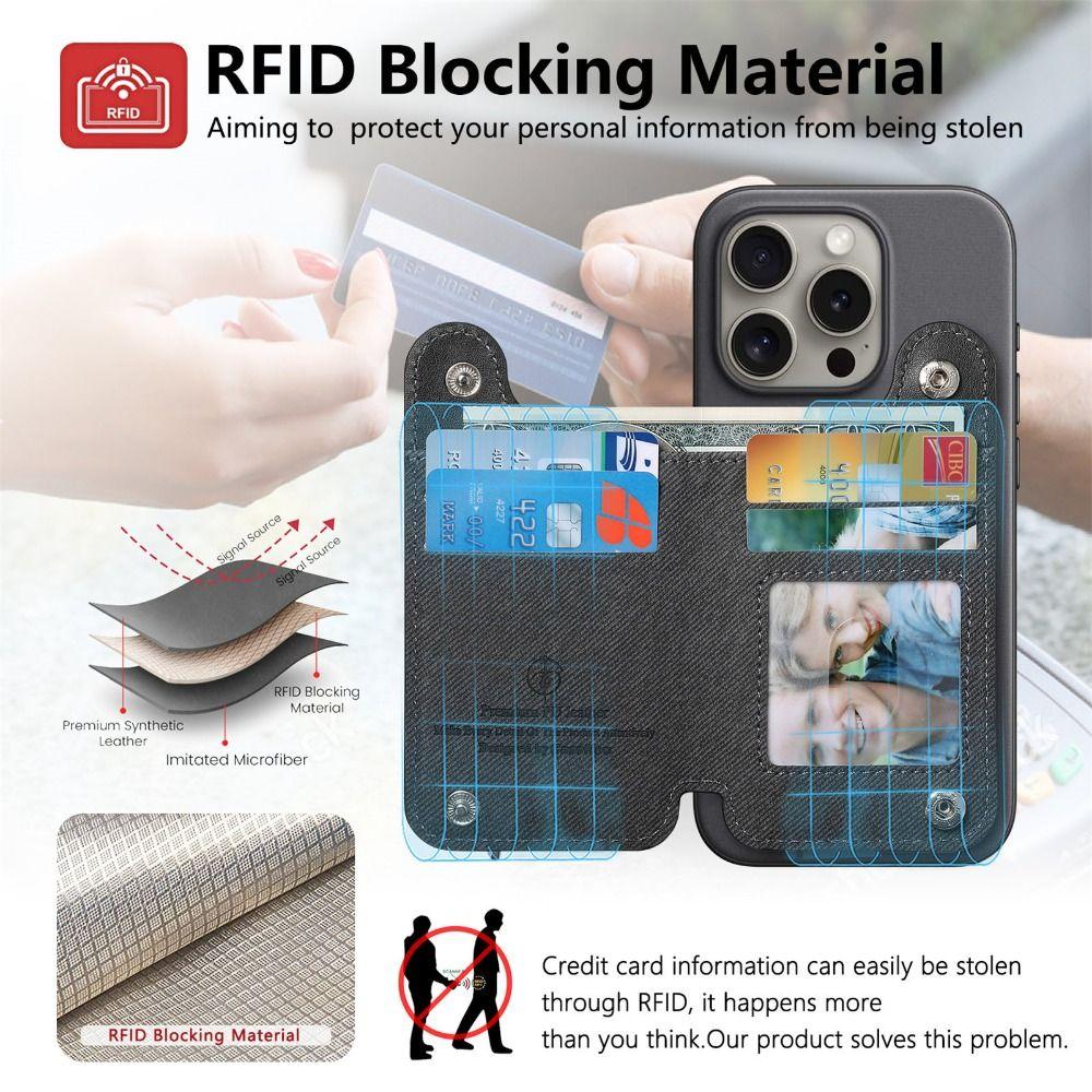 PU Leather Phone Card Bag RFID Blocking with Wrist Strap Phone Wallets Self-adhesive Phone Card Slot Holder Phone Accessories