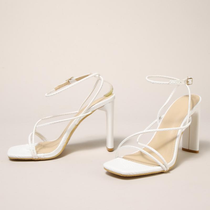 Fashion Eilyken Women Sandals Open Toe Narrow Band Buckle Strap Pumps Fashion Summer Buckle Strap Square High Heels Ladies Shoes