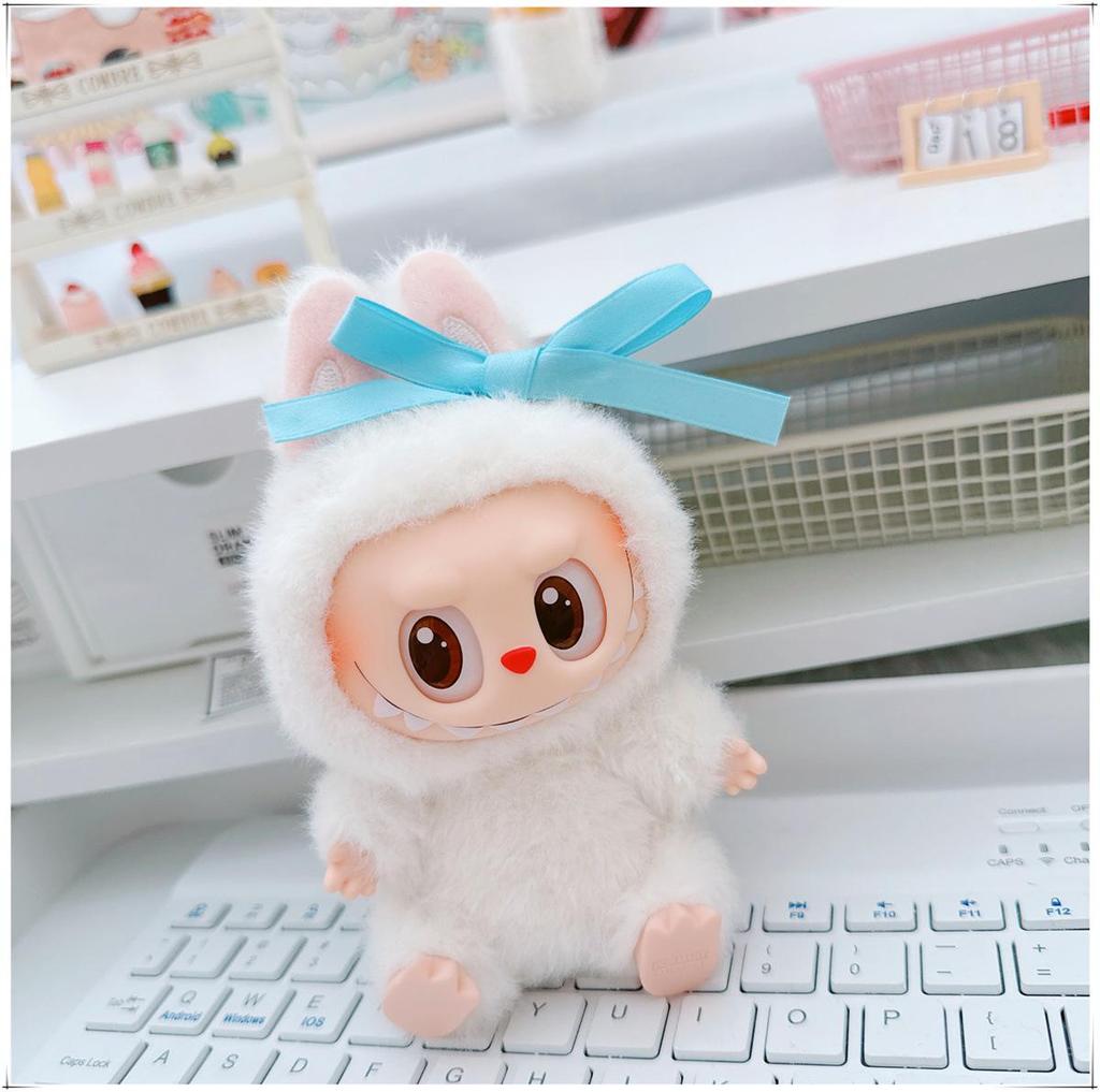 First, Second, and Third Generation Labubu Doll Clothes & Accessories Set: Includes 17cm and 10cm Doll Clothes, Crossbody Bag, and Hair Clip.