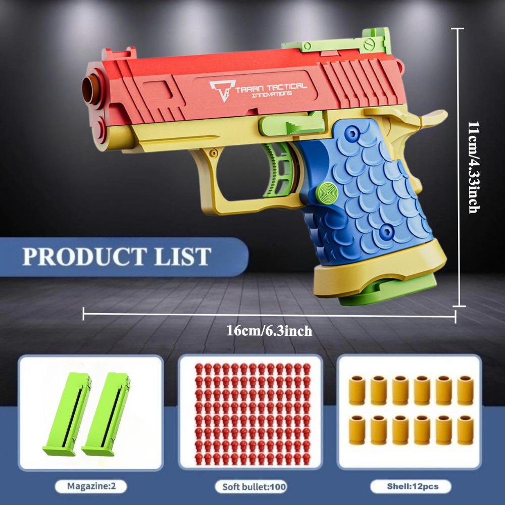 G172011 Shell Throwing Continuous Firing Airsoft Blowback Empty Hanging Toy Gun Soft Bullet Launcher for Children Birthday Gift