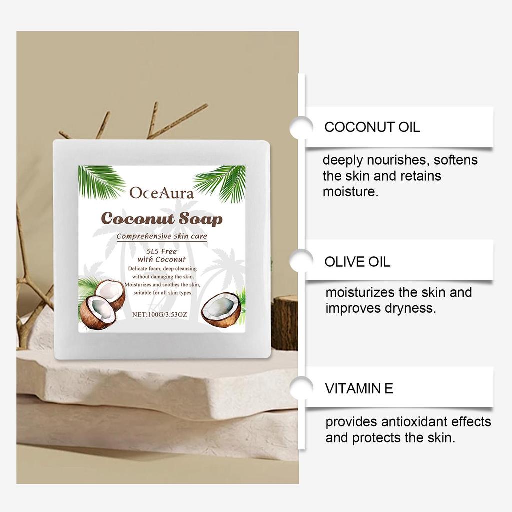 Coconut Calming Body Soap, Gentle Cleansing for Body Skin, Aromatic Moisturizing Comfort Bar for Daily Care