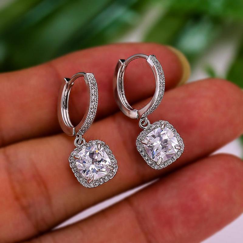 New 925 Silver Earrings Hot for Women Sterling-Silver Luxury Wedding Jewelry Elegant Female Accessories Fashion Gift Party