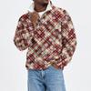 Men's Stand Collar Flannel Sweatshirt with Christmas Print