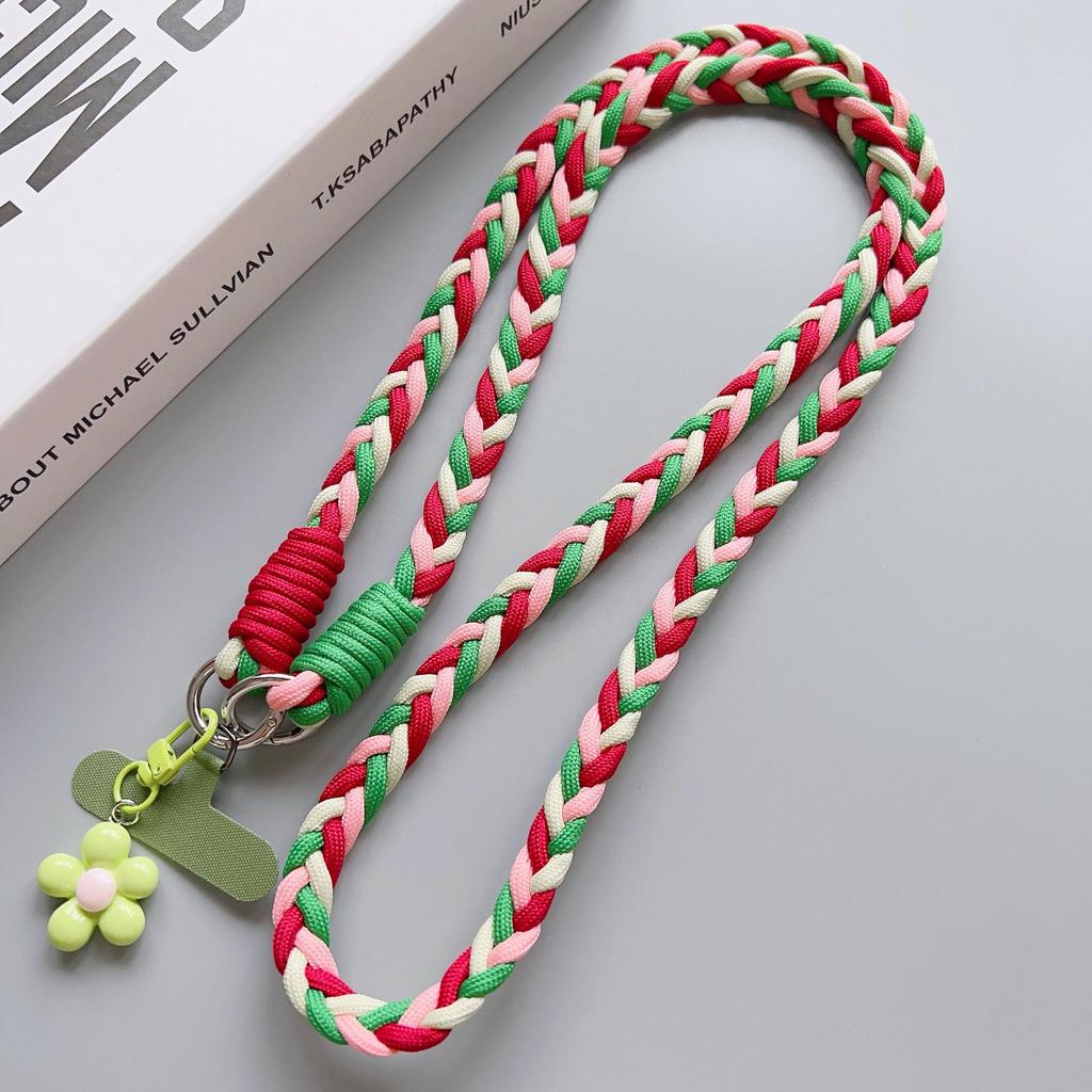Trendy Multicolor Adjustable Crossbody Phone Lanyard - Thick Braided Anti-Drop Chain