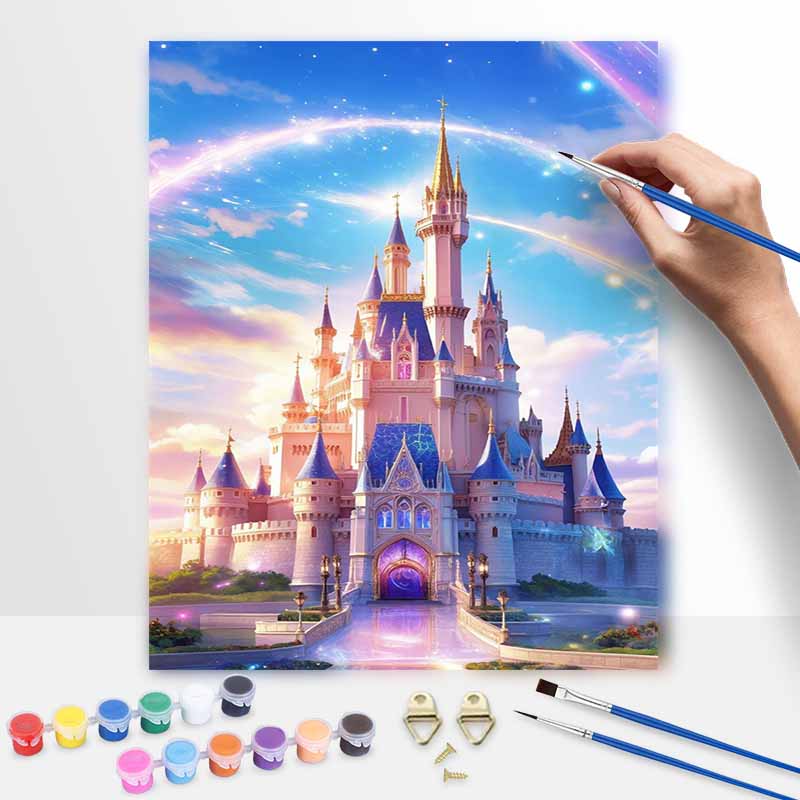 Disney Cinderella Castle Magic Rainbow Oil Painting Kit Home Decor Gift 20x30cm