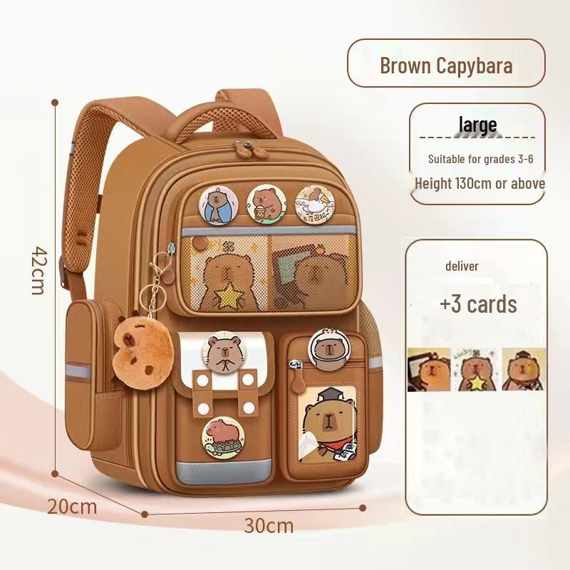 

Милый школьный рюкзак с капибарой большой вместимости для учеников начальной школы - Легкий, подходит для 1-3 и 6 классов
