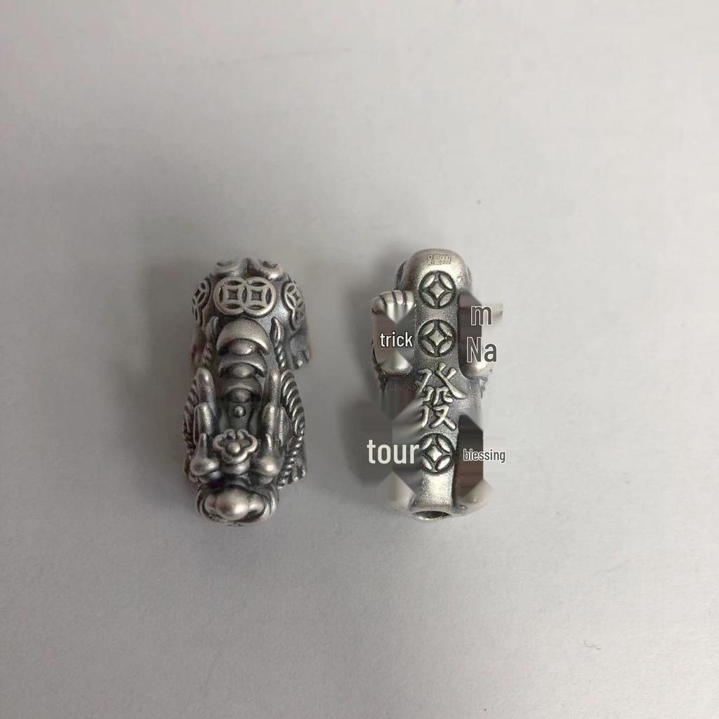 S999 Sterling Silver Pi Xiu Wealth Attracting 3D Ingot Bracelet Accessory