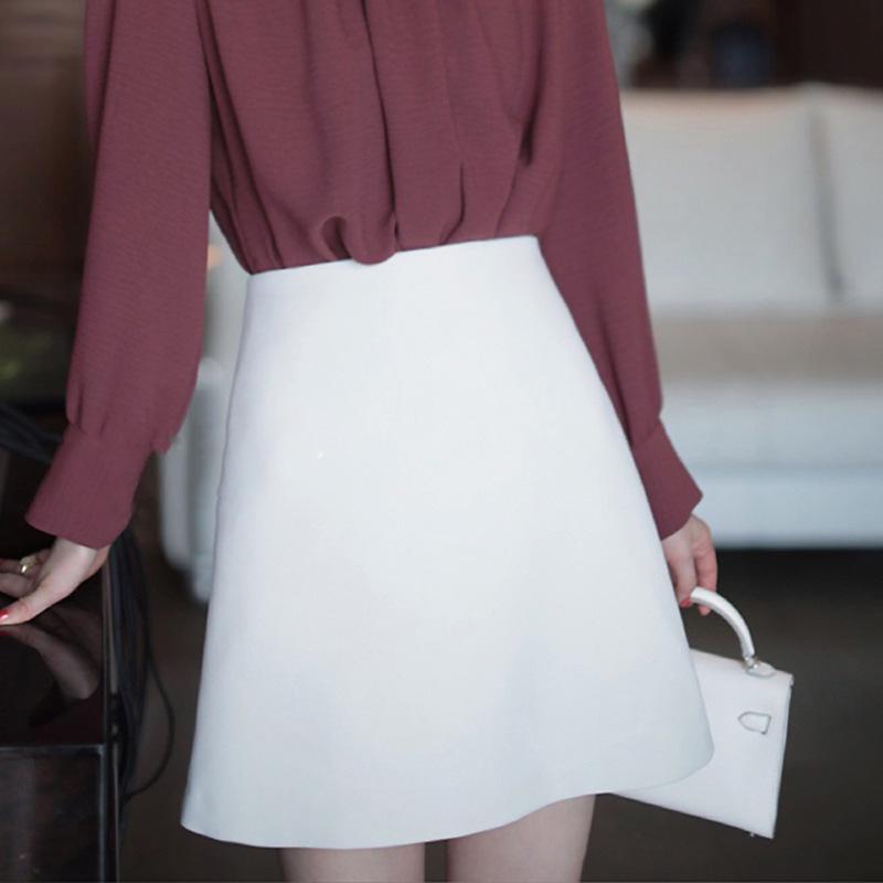 

In-Stock Chalk White Piqué A-Line Midi Skirt Extra Large